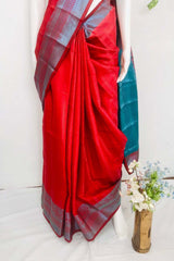 Brick Red Banarasi Silk Saree with Unstitched Blouse piece