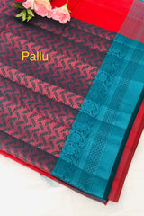 Brick Red Banarasi Silk Saree with Unstitched Blouse piece