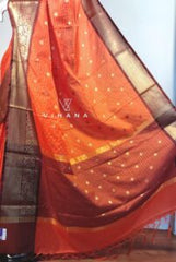 Orange Banarasi Khatan Silk Saree