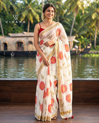 Linen Off-White Color Saree – VS523
