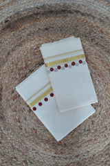 Coffee Brown Polka Dot Cotton Set Mundu