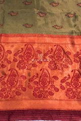 Dark Green Banarasi Saree with Maroon Border