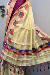 Lotus Printed Kerala Tissue Cotton Set Mundu
