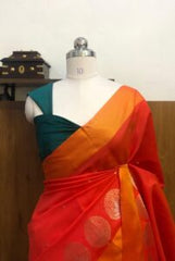 Orange Banarasi Katan Silk Saree
