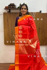 Orange Banarasi Katan Silk Saree