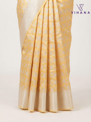 Spun Cottton Yellow Color Saree – VS526