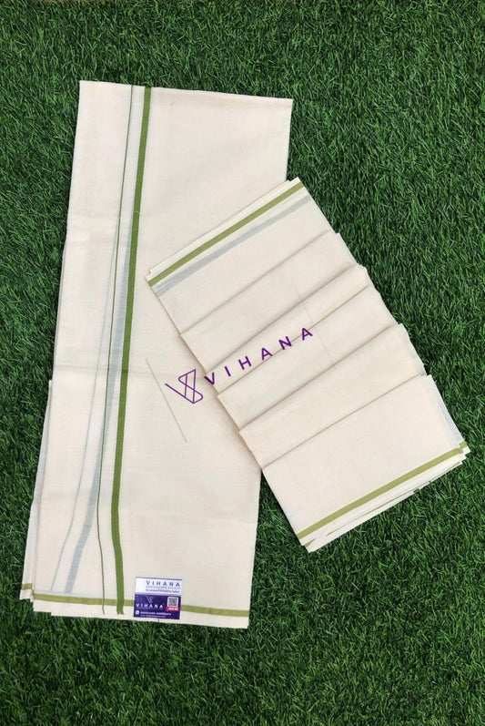 Parrot Green Puliyilakara Set Saree
