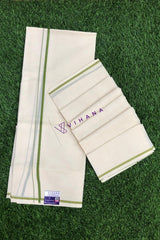 Parrot Green Puliyilakara Set Saree