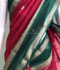 Viscose Georgette Banarasi Check Maroon Color-VS528