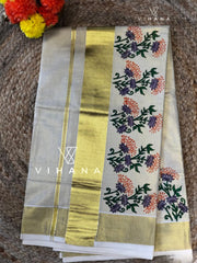 Golden Tissue Kerala Set Saree - VS402