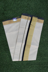 Traditional Kerala Cotton Set Saree with Black and Golden Kasavu Borders