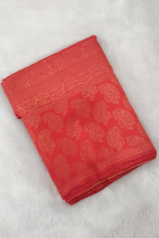 Red Banarasi Silk Saree-VS266