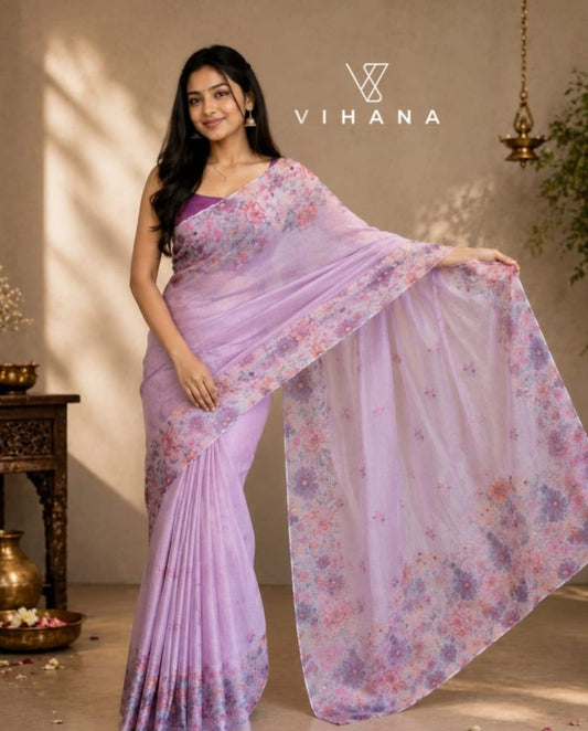 Kota net Cotton Lavender Color Saree– VS522