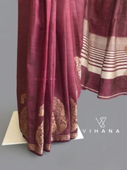 Tussar Silk Saree Paisley Motif-VS517