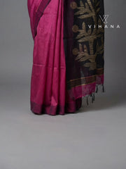 Silk Linen Saree – Magenta Color-VS515