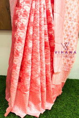 Peach Cotton Linen Saree