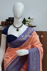 Peach Pink Soft Semi Silk Saree