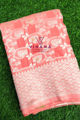 Peach Cotton Linen Saree