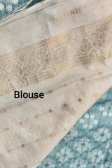 Light Blue Cotton Linen Saree