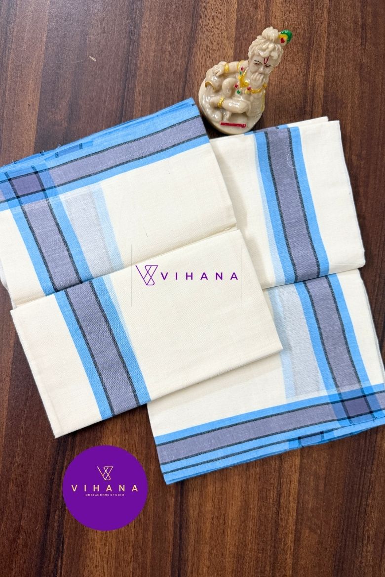 Traditional Kerala Attire Mulloth Cotton Handloom Set Mundu