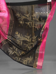 Silk Linen Saree – Magenta Color-VS515