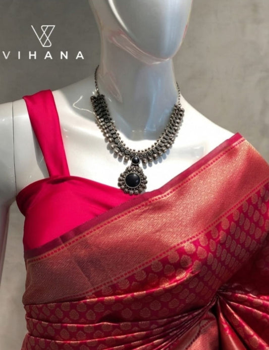 Semi Kanchipuram Silk Saree Rani Pink Color-VS512