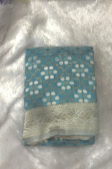 Light Blue Cotton Linen Saree