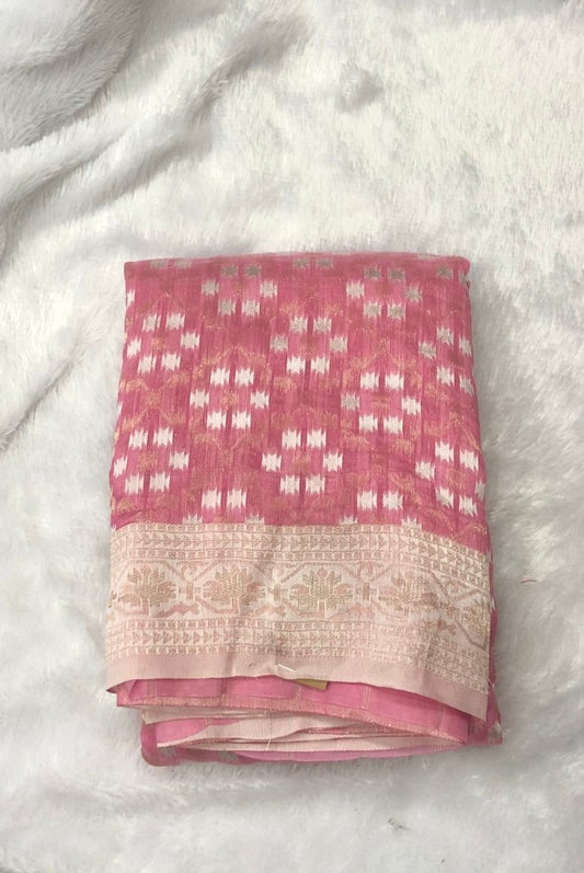 Dusty Pink Cotton Linen Saree