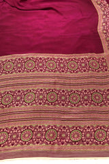 Magenta Semi Modal Silk Saree with Ajrakh Border