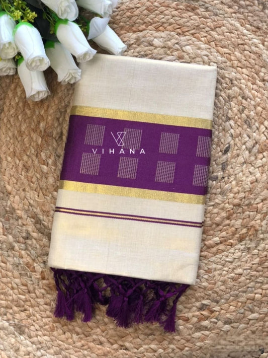 Kerala Golden Tissue Set Saree Off White-VS383