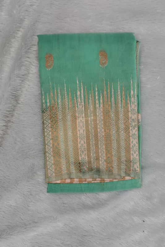 Pastel Blue Cotton Linen Saree