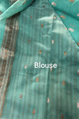 Pastel Blue Cotton Linen Saree