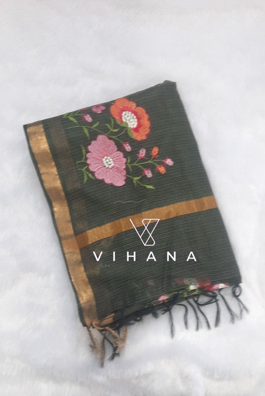 Green Kota Doriya Organza silk Saree