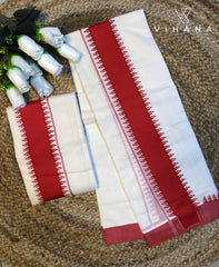 Kerala Single Set Mundu Off White Color Floral Print-VS489