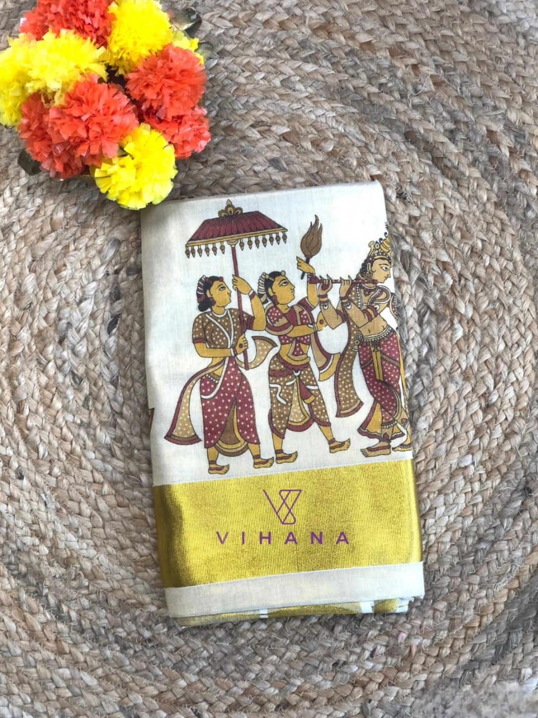 Palki Design Kerala Tissue Set Saree - VS406