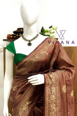 Maroon colour Banarasi silk saree