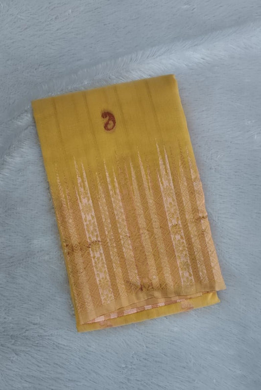 Yellow Cotton Linen Saree