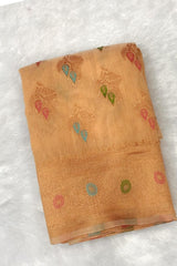 Kanjivaram Inspired Light Peach Cotton Linen Saree