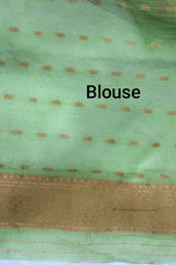 Kanjivaram Inspired Parrot -Green Cotton Linen Saree