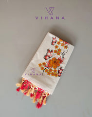 Kerala Set Saree with Floral Print Design