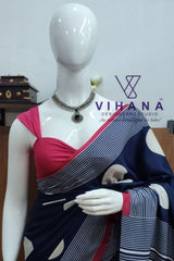 Blue Polka Dot Modal Crepe Silk Saree