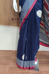 Blue Polka Dot Modal Crepe Silk Saree