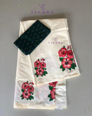 Kerala Set Saree with Chembarathi Poov Design