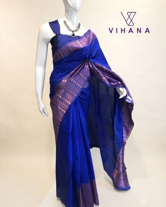 Semi Soft Silk Saree Royal Blue Color-VS520