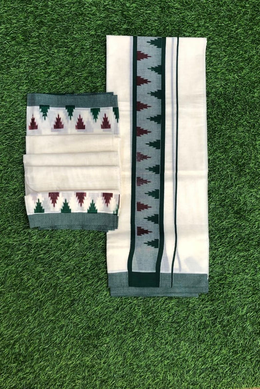 Kerala Cotton Set Mundu with Ikat Border