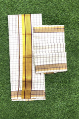 Kerala Cotton Set Mundu with Classic Check and Rich Kasavu Border