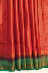 Perfect Red and Green Soft Semi Silk Saree