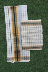 Kerala Cotton Set Mundu with Classic Check and Rich Kasavu Border
