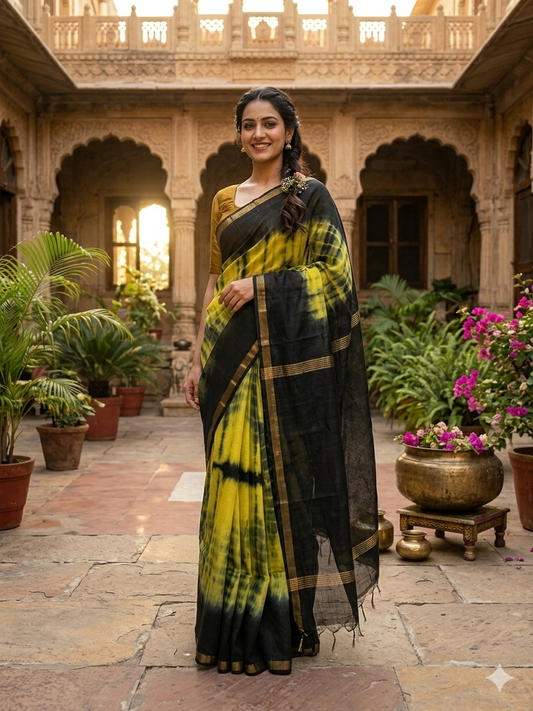 Kota Silk Tie and Dye Bandni Print Saree
