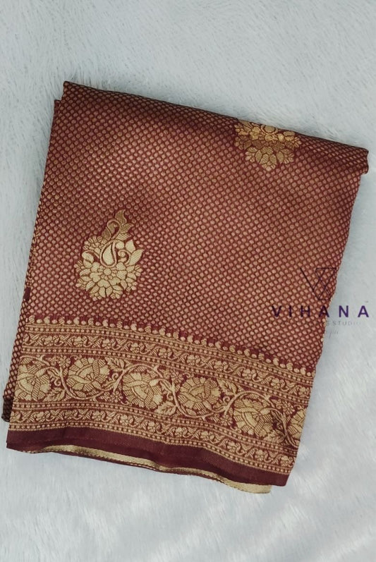 Maroon colour Banarasi silk saree